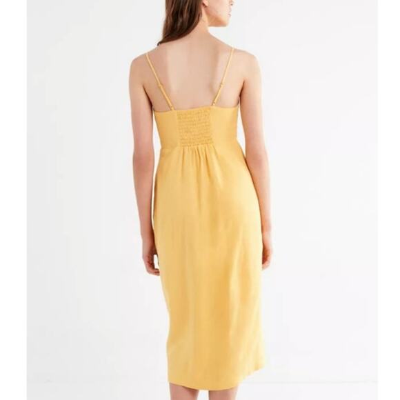 Urban Outfitters Linen Blend Midi Button Front Spaghetti Strap Summer Midi Dress - Picture 2 of 13